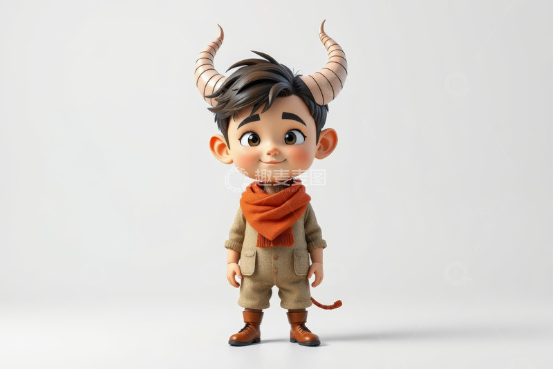 高清大图下载【趣麦麦图】戴角卡通小男孩形象