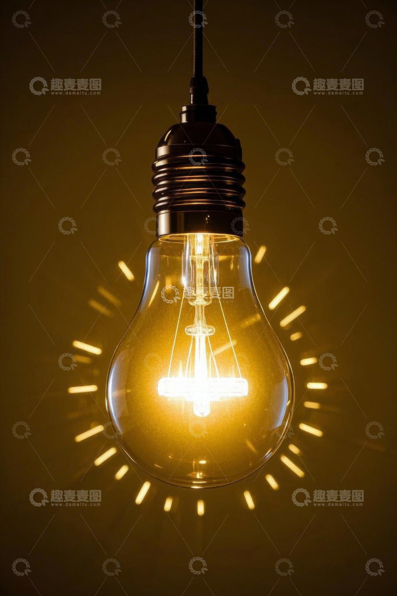 高清大图下载【趣麦麦图】发光灯泡特写