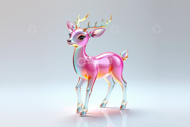 高清大图下载【趣麦麦图】彩色透明质感小鹿素材