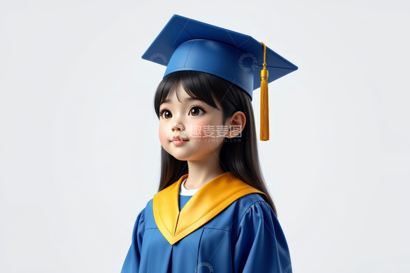 高清大图下载【趣麦麦图】穿学士服的小女孩