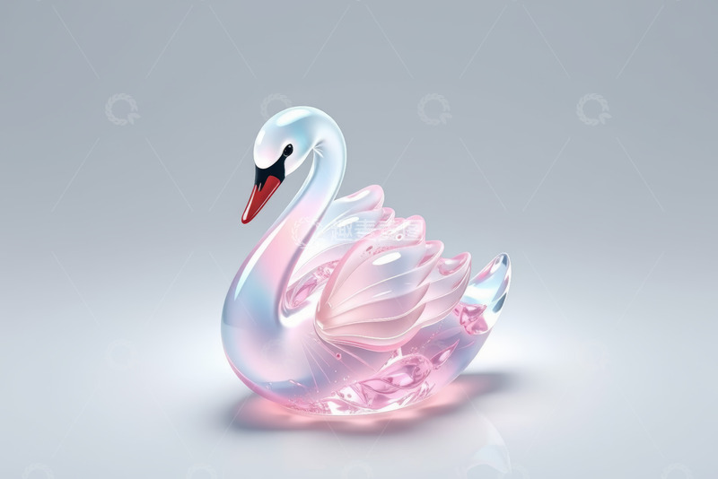 高清大图下载【趣麦麦图】透明粉色艺术天鹅摆件