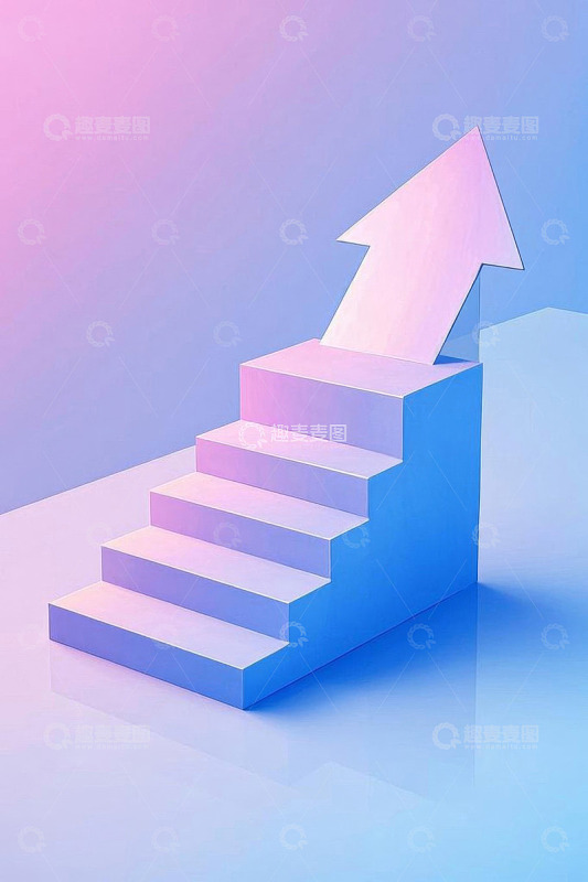 阶梯与向上箭头抽象设计
