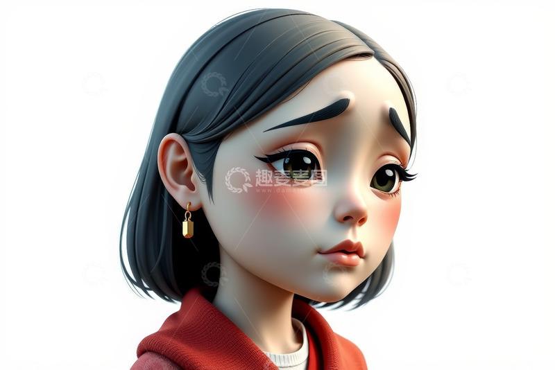 高清大图下载【趣麦麦图】卡通女孩肖像特写