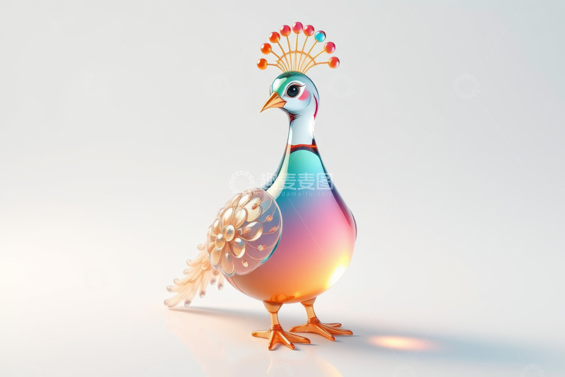高清大图下载【趣麦麦图】彩色3D立体孔雀模型