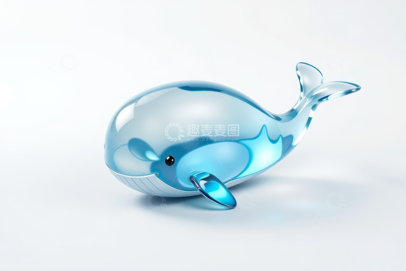 高清大图下载【趣麦麦图】蓝色透明鲸鱼动画形象