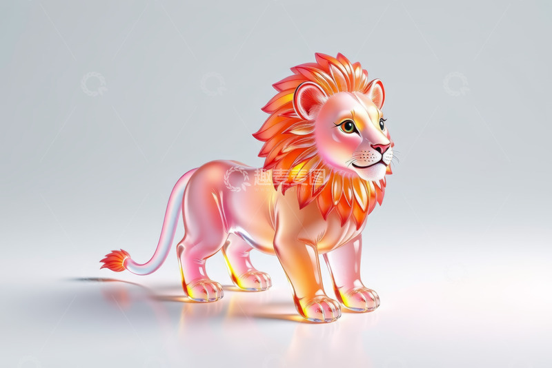 高清大图下载【趣麦麦图】透明质感卡通狮子形象
