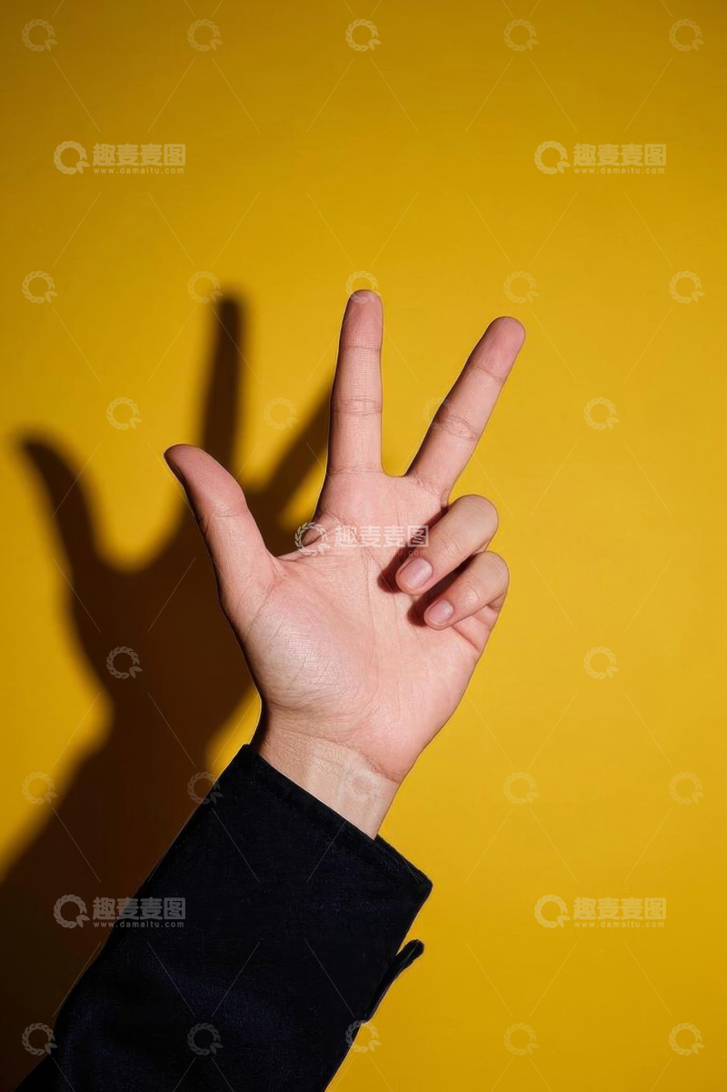 高清大图下载【趣麦麦图】手部比耶手势特写