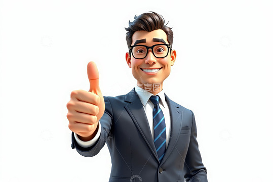 卡通商务男士竖大拇指