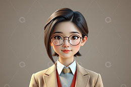 戴眼镜的卡通女性职业形象