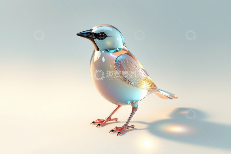 高清大图下载【趣麦麦图】立体金属质感小鸟