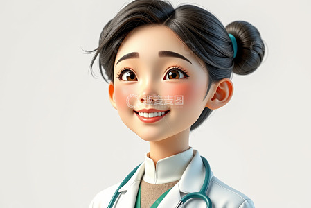 卡通女医生微笑特写