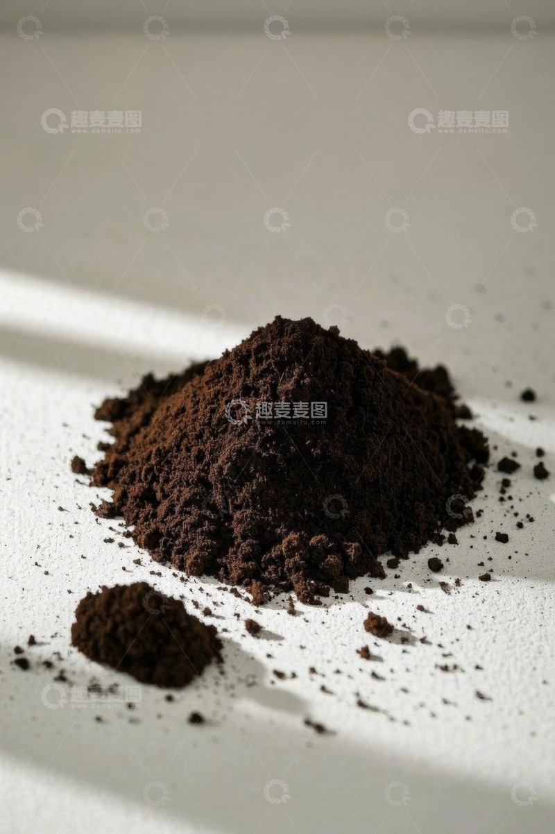 高清大图下载【趣麦麦图】白色背景上的咖啡粉末堆