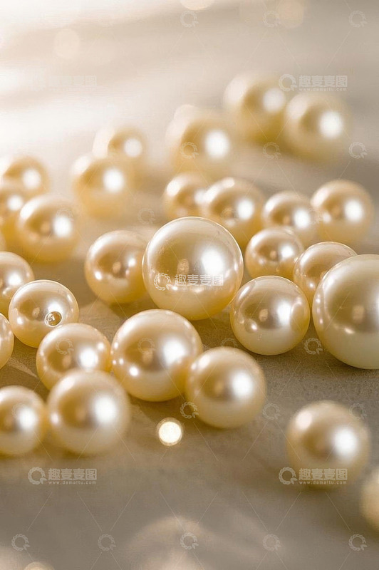 散落的珍珠微距特写