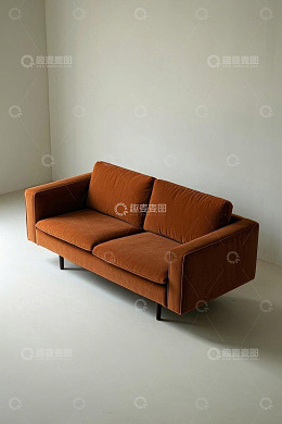 室内棕色双人沙发素材