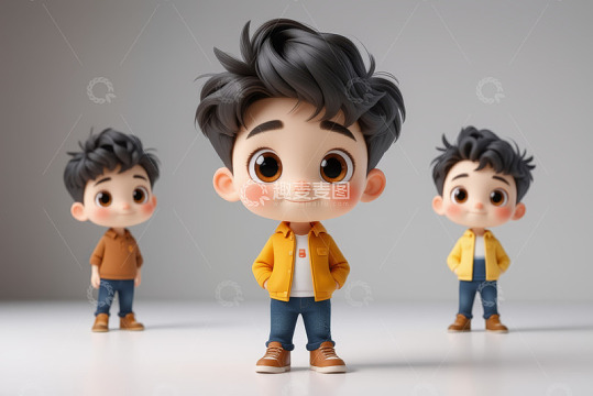 卡通小男孩多视角形象展示