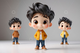 卡通小男孩多视角形象展示