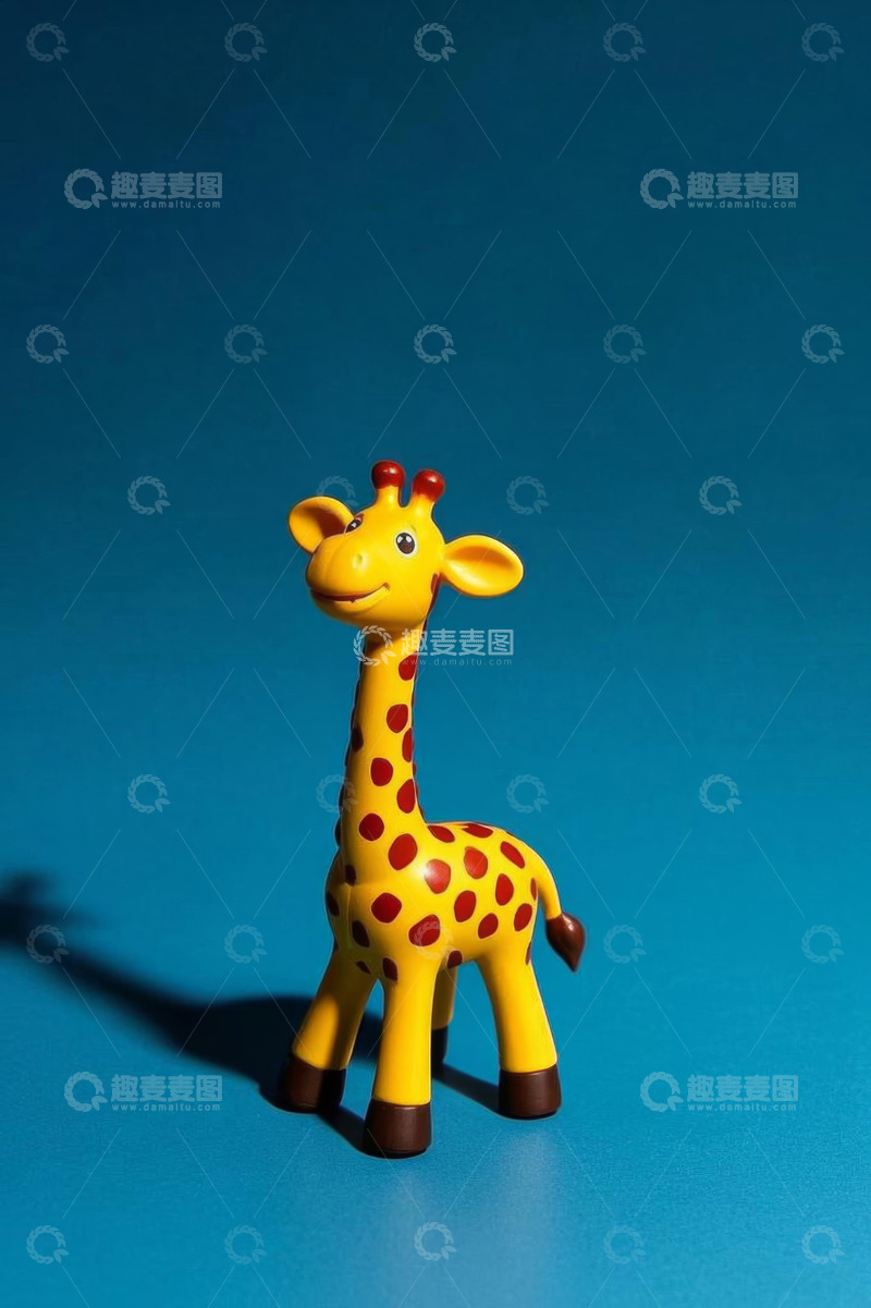 高清大图下载【趣麦麦图】蓝色背景上的长颈鹿玩具