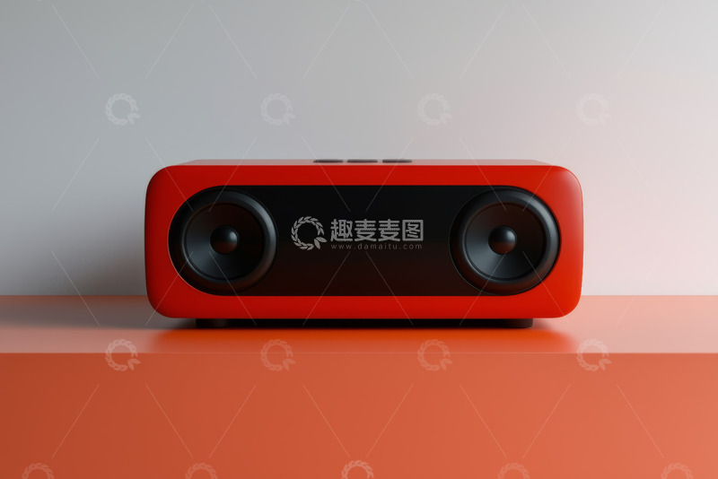 高清大图下载【趣麦麦图】-红色便携式蓝牙扬声器