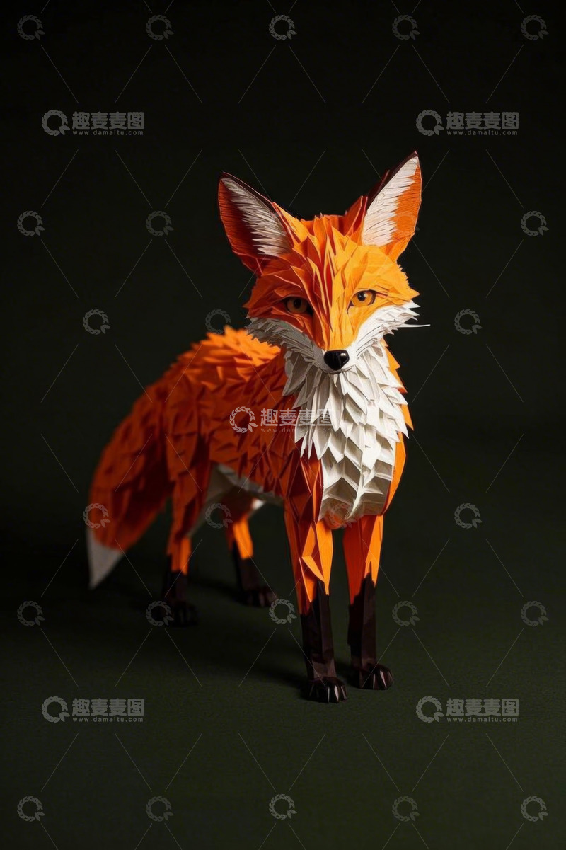 高清大图下载【趣麦麦图】折纸狐狸艺术装饰素材