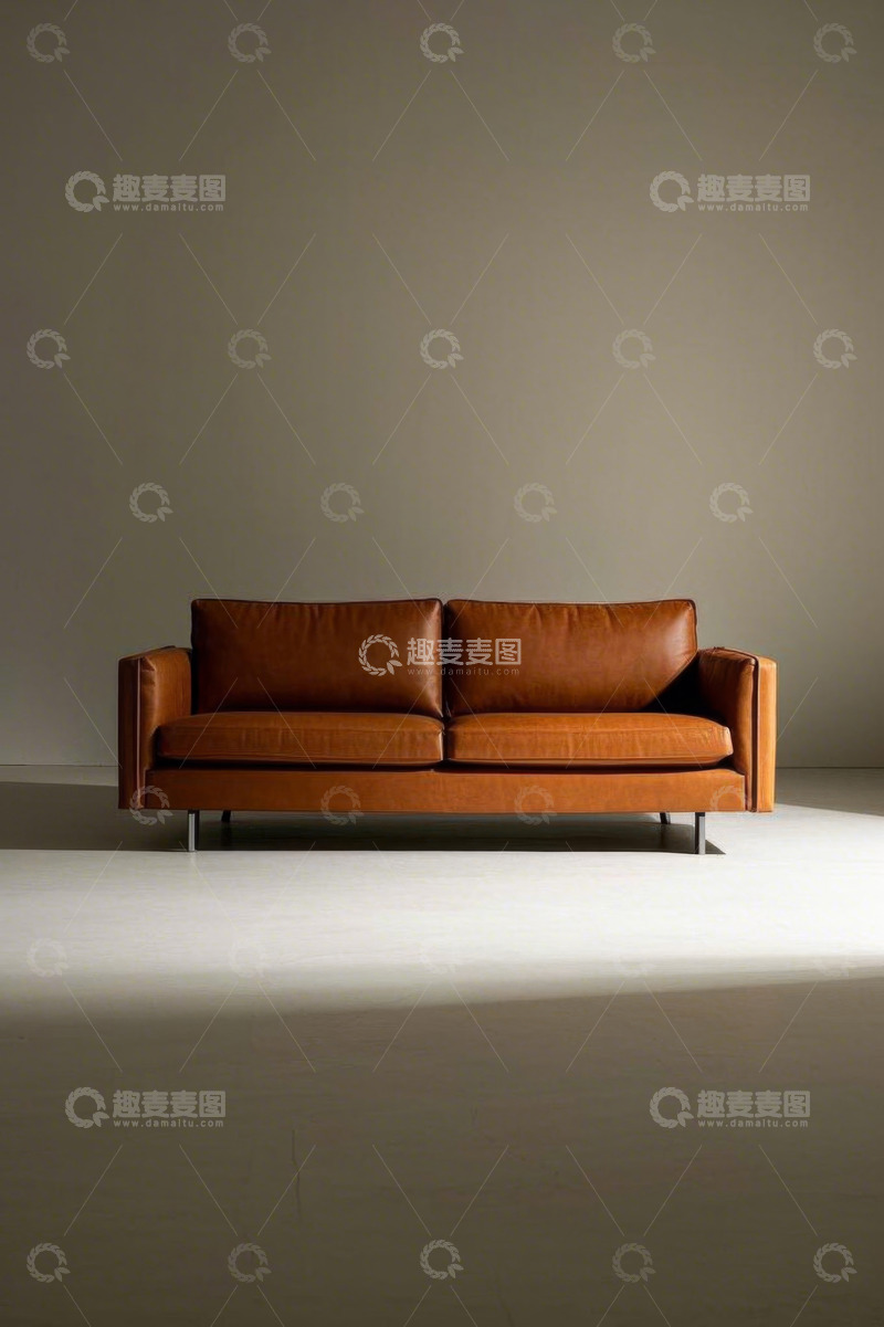 高清大图下载【趣麦麦图】现代棕色皮质沙发室内场景