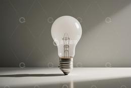 白色桌面上的发光灯泡