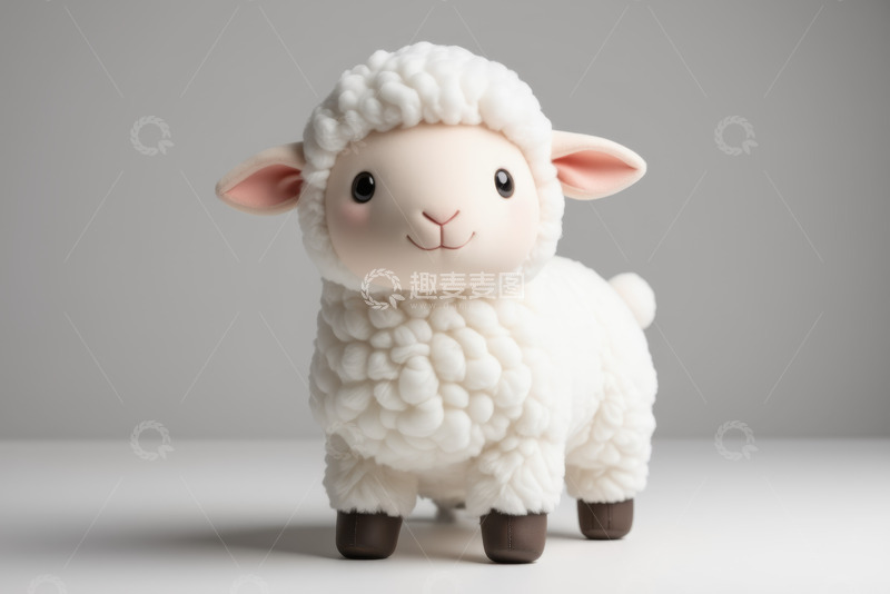 高清大图下载【趣麦麦图】-可爱白色绵羊玩偶特写