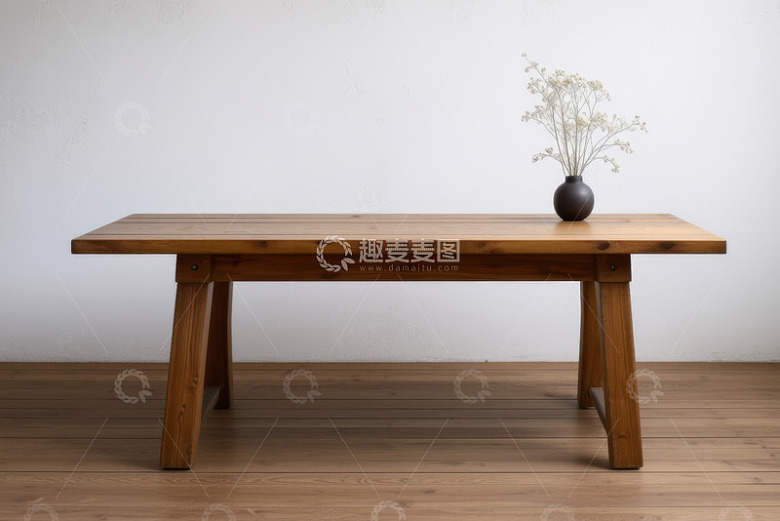 简约木质桌子搭配花瓶装饰