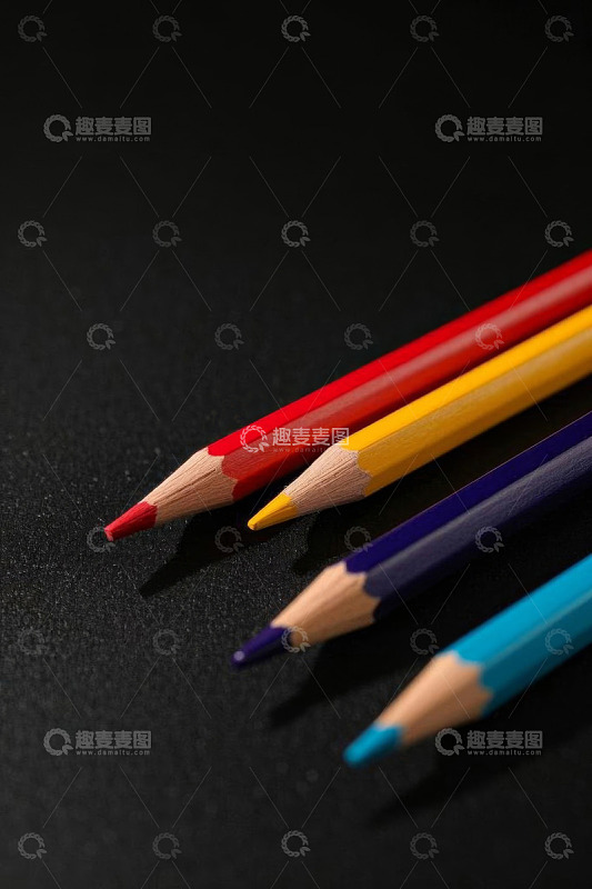彩色铅笔微距特写素材