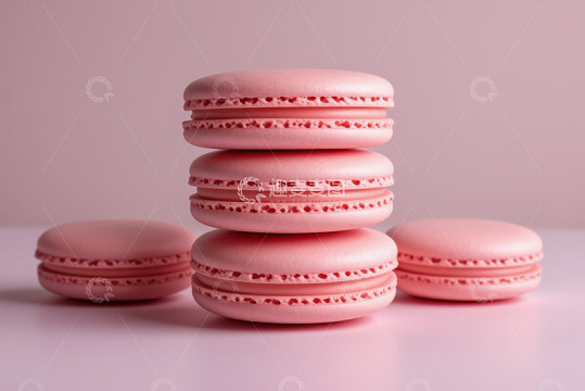 粉色马卡龙堆叠特写