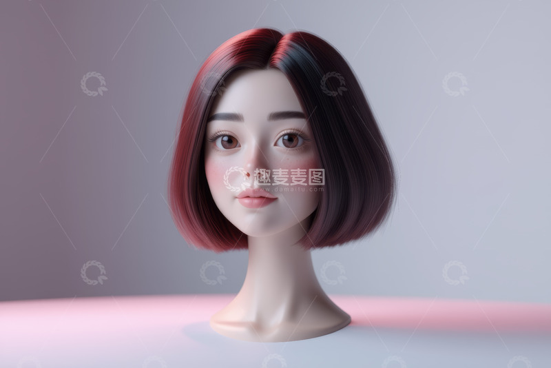 高清大图下载【趣麦麦图】短发女性头像特写