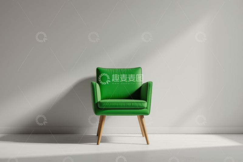 高清大图下载【趣麦麦图】现代风格室内绿色单人沙发