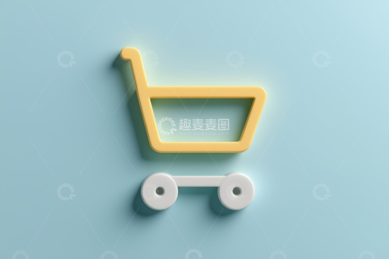 高清大图下载【趣麦麦图】简约背景上的购物车图标