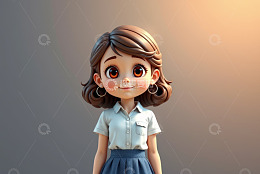 3D卡通女孩半身形象