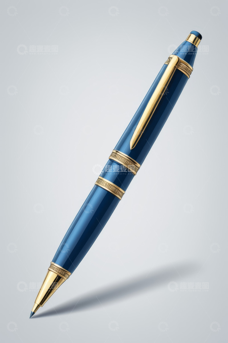 高清大图下载【趣麦麦图】蓝色金属钢笔特写