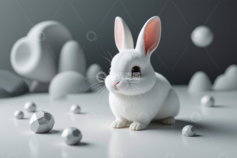 高清大图下载【趣麦麦图】白色兔子特写