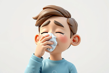卡通男孩擤鼻涕画面