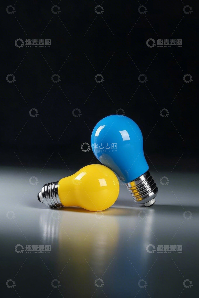 高清大图下载【趣麦麦图】彩色灯泡特写素材