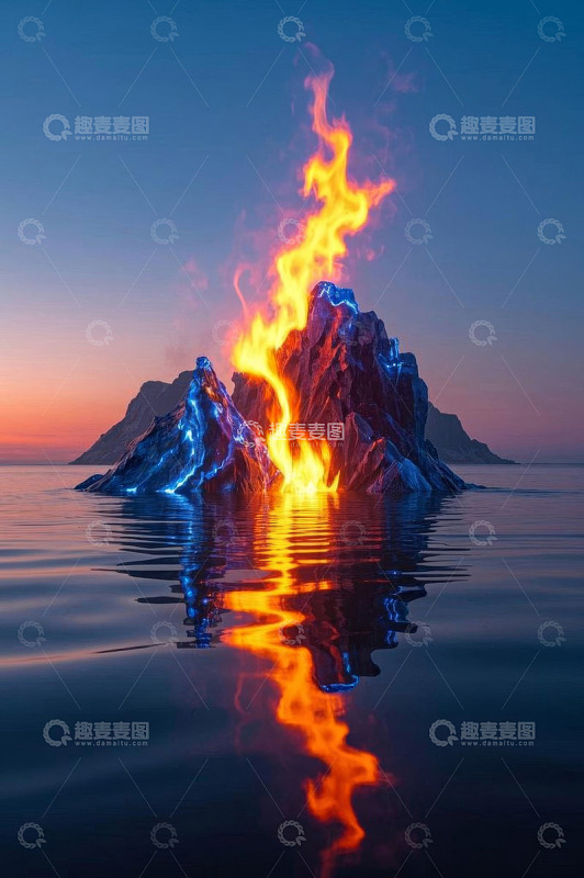 海上火山喷发景象