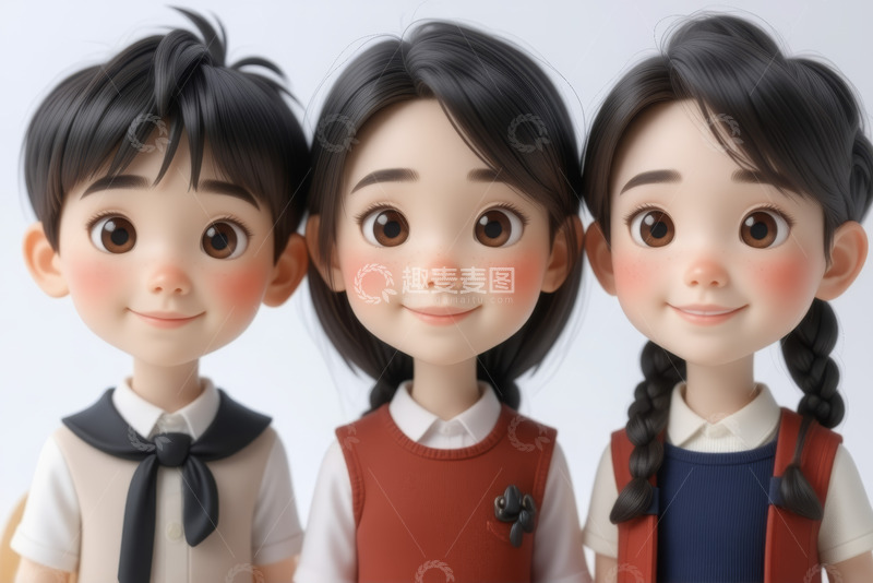 高清大图下载【趣麦麦图】卡通风格儿童合影