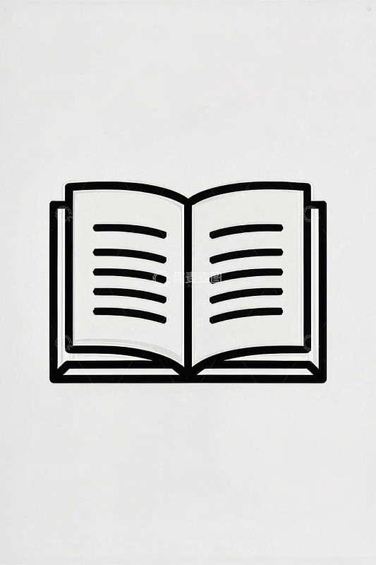 简约线条风格翻开的书籍图标