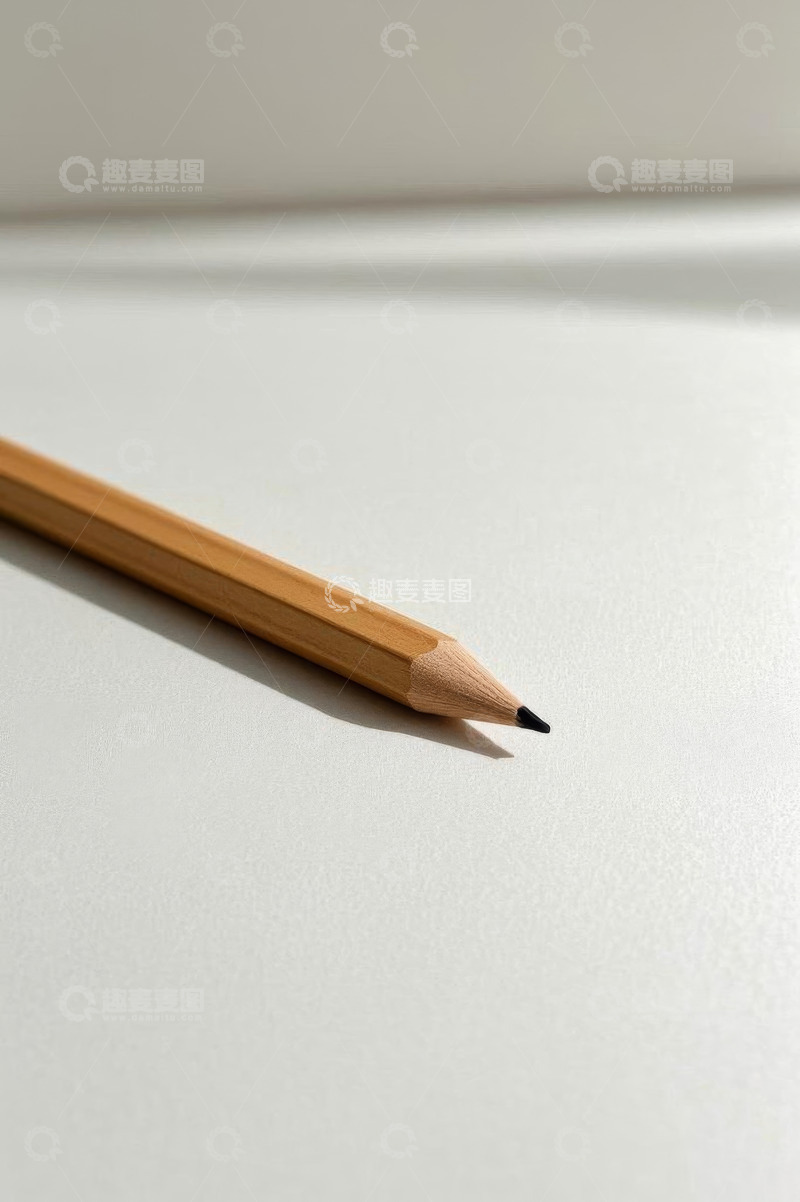 高清大图下载【趣麦麦图】桌面上的木质铅笔特写