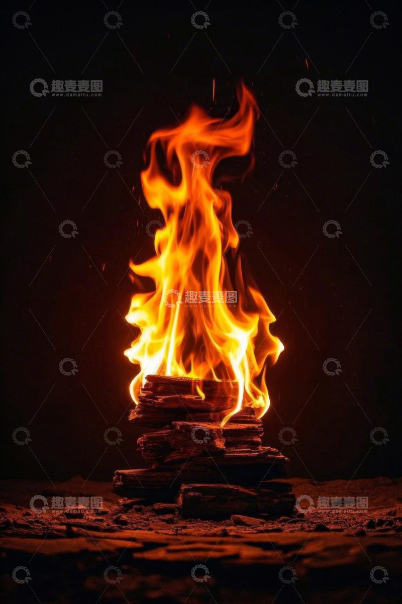 高清大图下载【趣麦麦图】燃烧的火焰篝火场景
