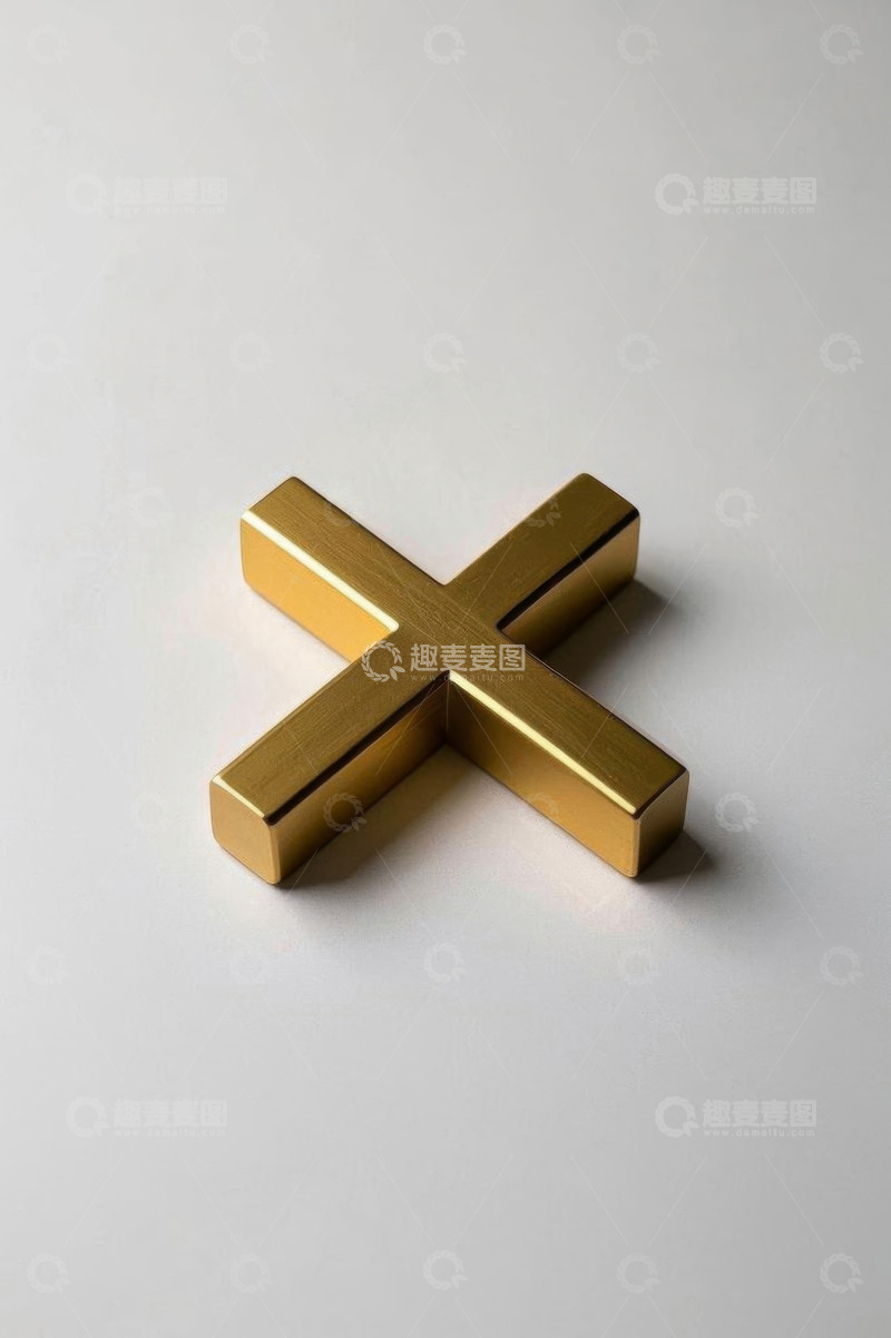 高清大图下载【趣麦麦图】金色金属十字符号特写