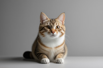 坐姿可爱的条纹猫咪