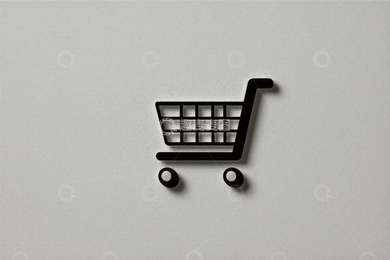 高清大图下载【趣麦麦图】黑色购物车图标特写