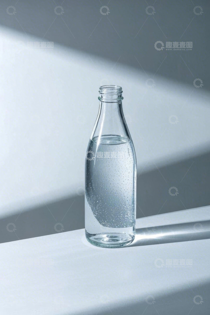 高清大图下载【趣麦麦图】白色背景上的玻璃瓶装饮用水