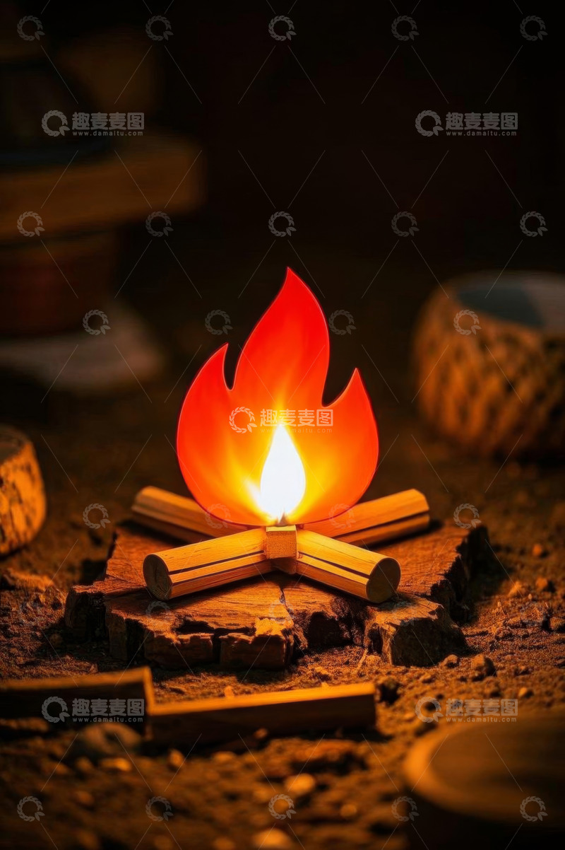 高清大图下载【趣麦麦图】微型篝火火焰特写
