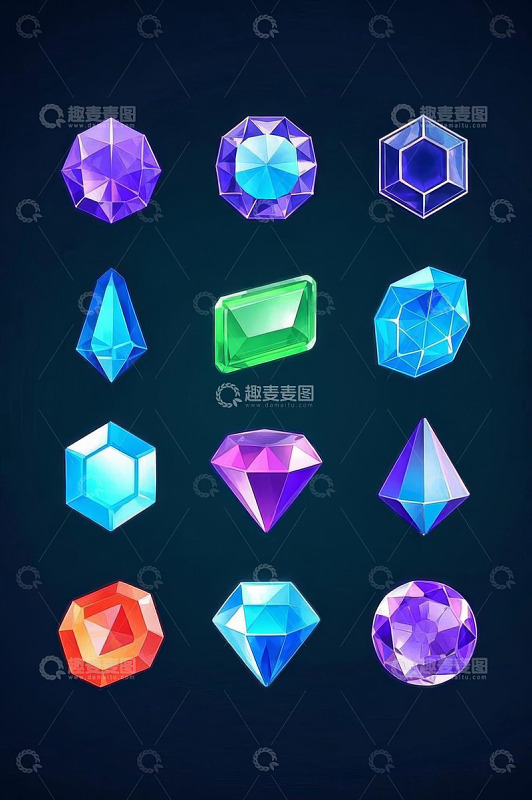 多彩宝石插画素材