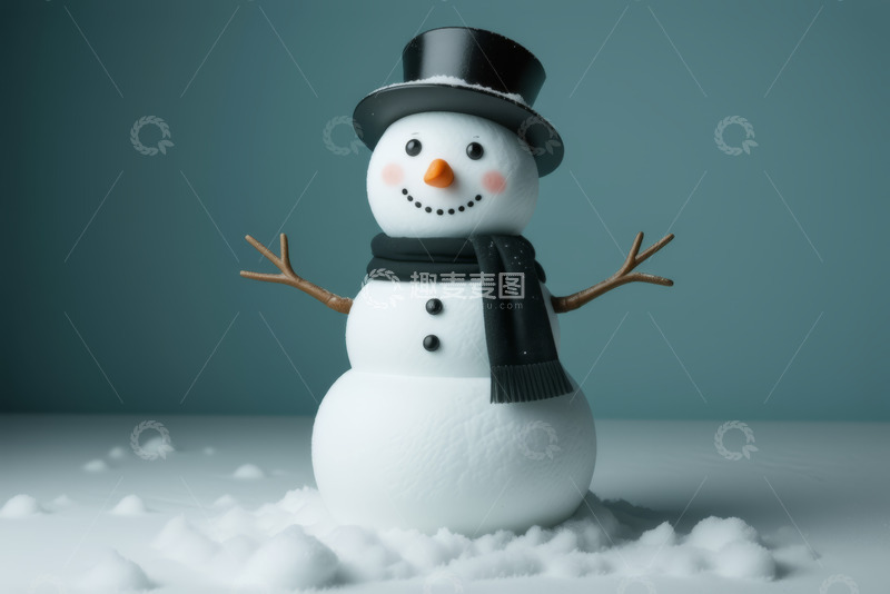 高清大图下载【趣麦麦图】戴着围巾帽子的可爱雪人