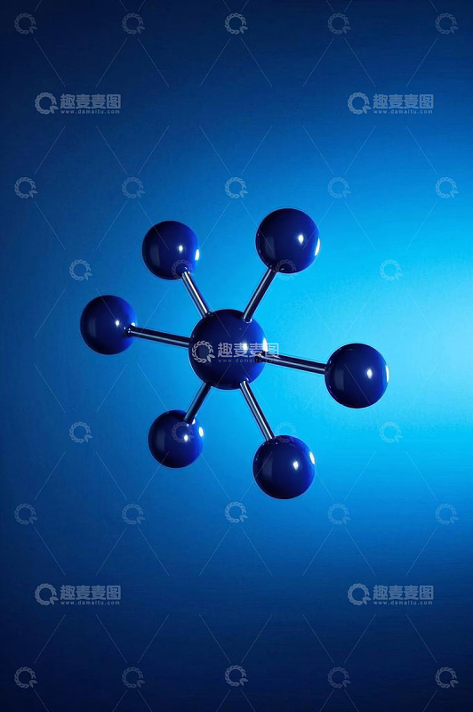 蓝色分子结构展示